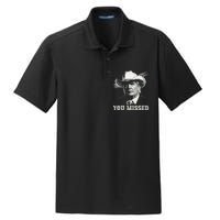 Western Trump Cowboy You Missed Again Funny Dry Zone Grid Polo