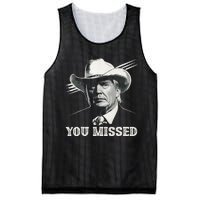 Western Trump Cowboy You Missed Again Funny Mesh Reversible Basketball Jersey Tank