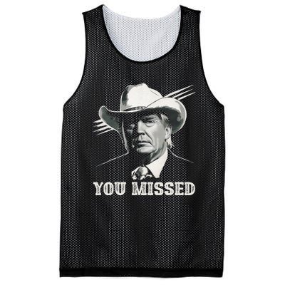 Western Trump Cowboy You Missed Again Funny Mesh Reversible Basketball Jersey Tank