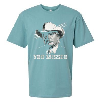 Western Trump Cowboy You Missed Again Funny Sueded Cloud Jersey T-Shirt