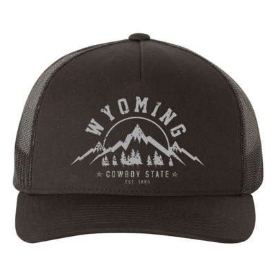 Wyoming The Cowboy State Est 1890 Vintage Mountains Gift Yupoong Adult 5-Panel Trucker Hat