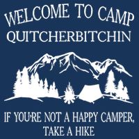 Welcome To Camp Quitcherbitchin Camp Camper Camping Graphic 7 Panel Mesh Trucker Snapback Hat