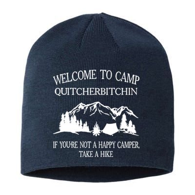 Welcome To Camp Quitcherbitchin Camp Camper Camping Graphic Sustainable Beanie