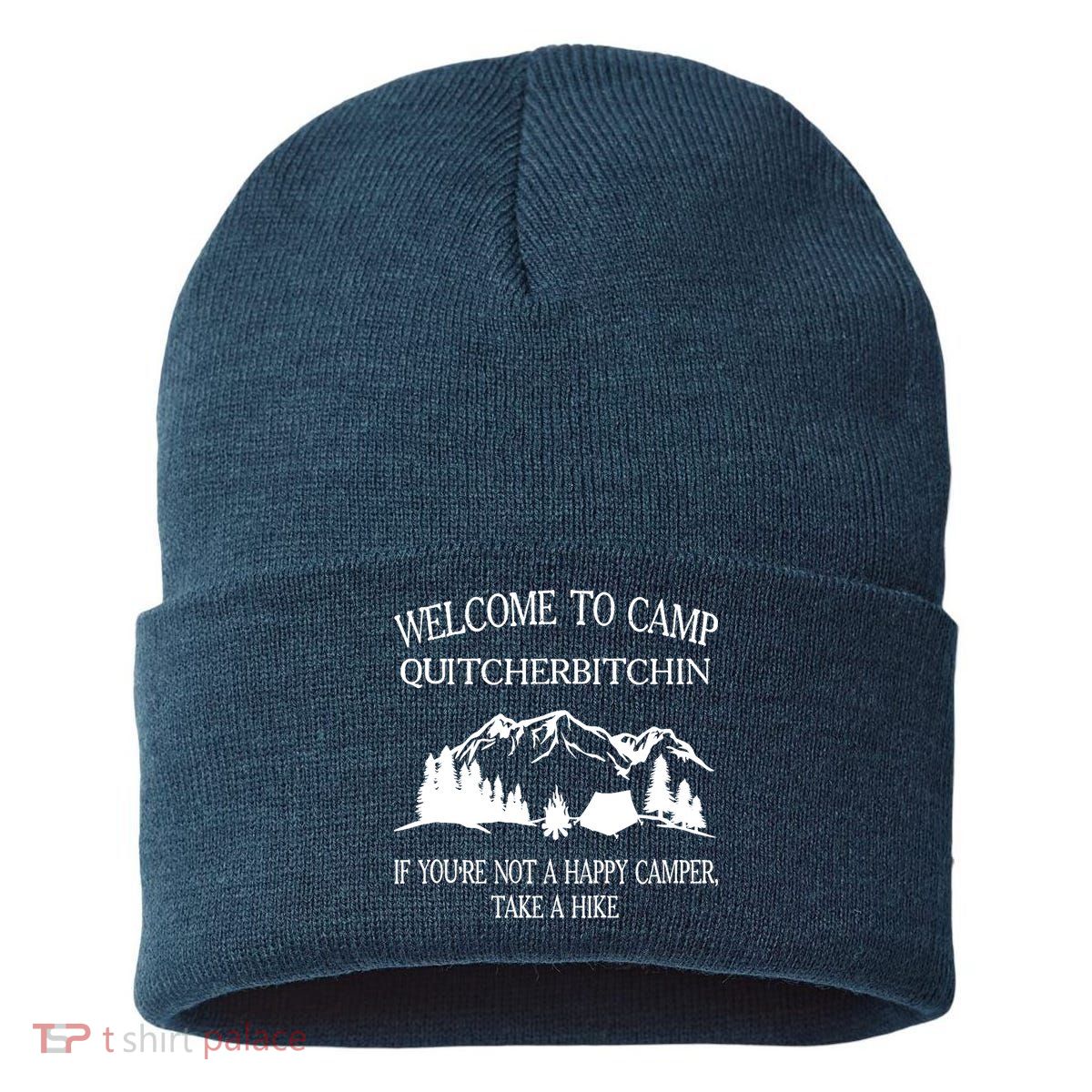Welcome To Camp Quitcherbitchin Camp Camper Camping Graphic Sustainable Knit Beanie