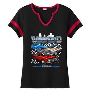 Woodward Timeless Cruisin 2024 Muscle Cars Ladies Halftime Notch Neck Tee