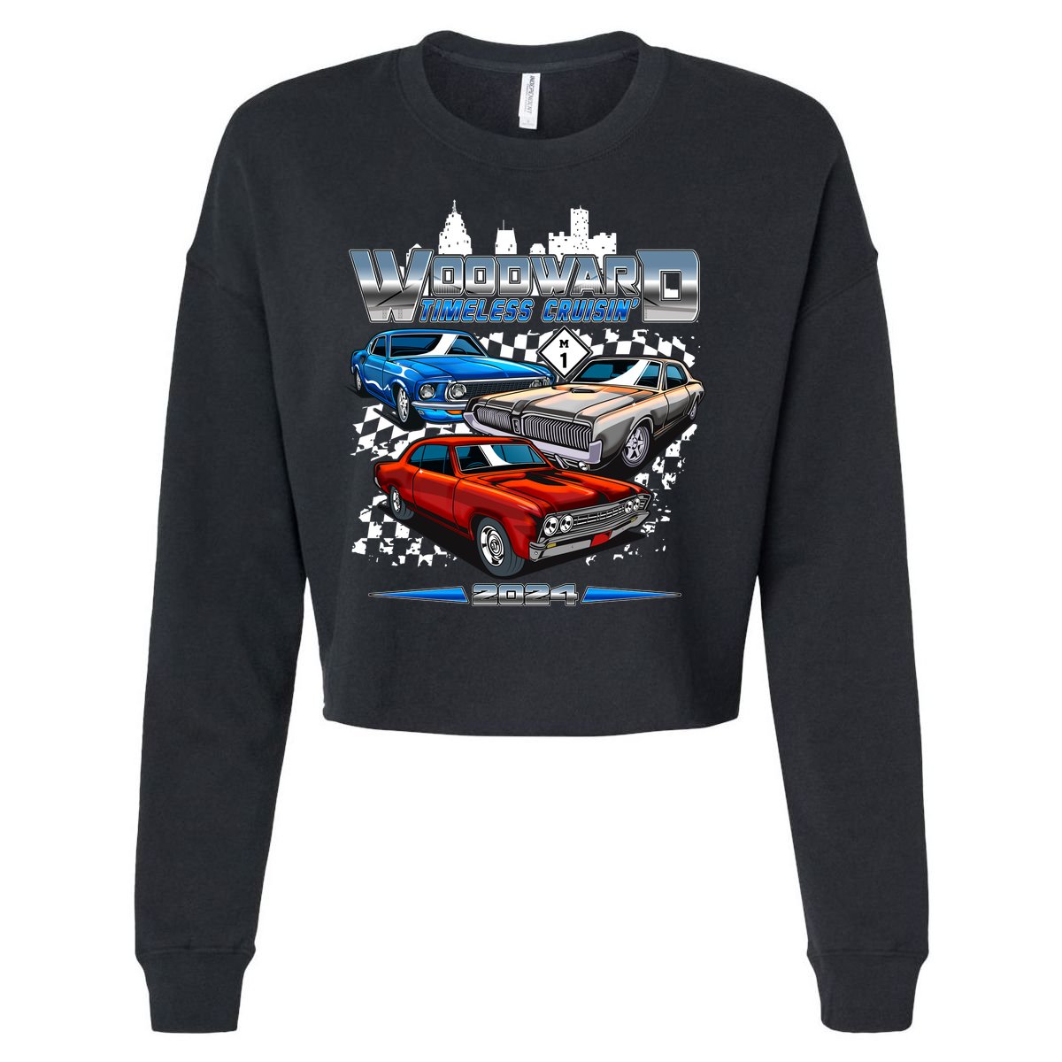 Woodward Timeless Cruisin 2024 Muscle Cars Cropped Pullover Crew