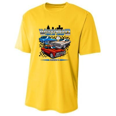 Woodward Timeless Cruisin 2024 Muscle Cars Youth Performance Sprint T-Shirt