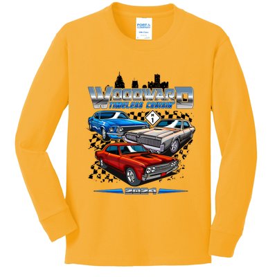 Woodward Timeless Cruisin 2024 Muscle Cars Kids Long Sleeve Shirt