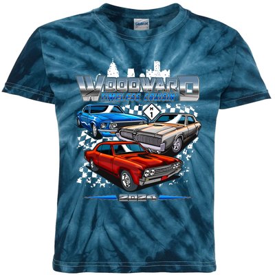 Woodward Timeless Cruisin 2024 Muscle Cars Kids Tie-Dye T-Shirt