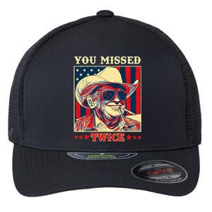 Western Trump Cow You Missed Twice Flexfit Unipanel Trucker Cap