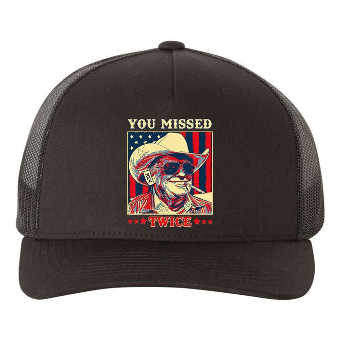 Western Trump Cow You Missed Twice Yupoong Adult 5-Panel Trucker Hat