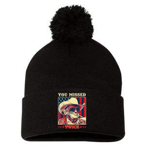 Western Trump Cow You Missed Twice Pom Pom 12in Knit Beanie