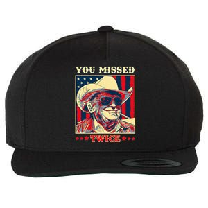 Western Trump Cow You Missed Twice Wool Snapback Cap