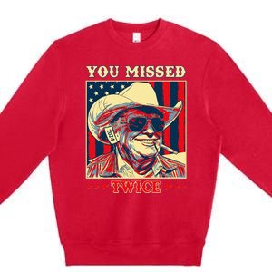 Western Trump Cow You Missed Twice Premium Crewneck Sweatshirt