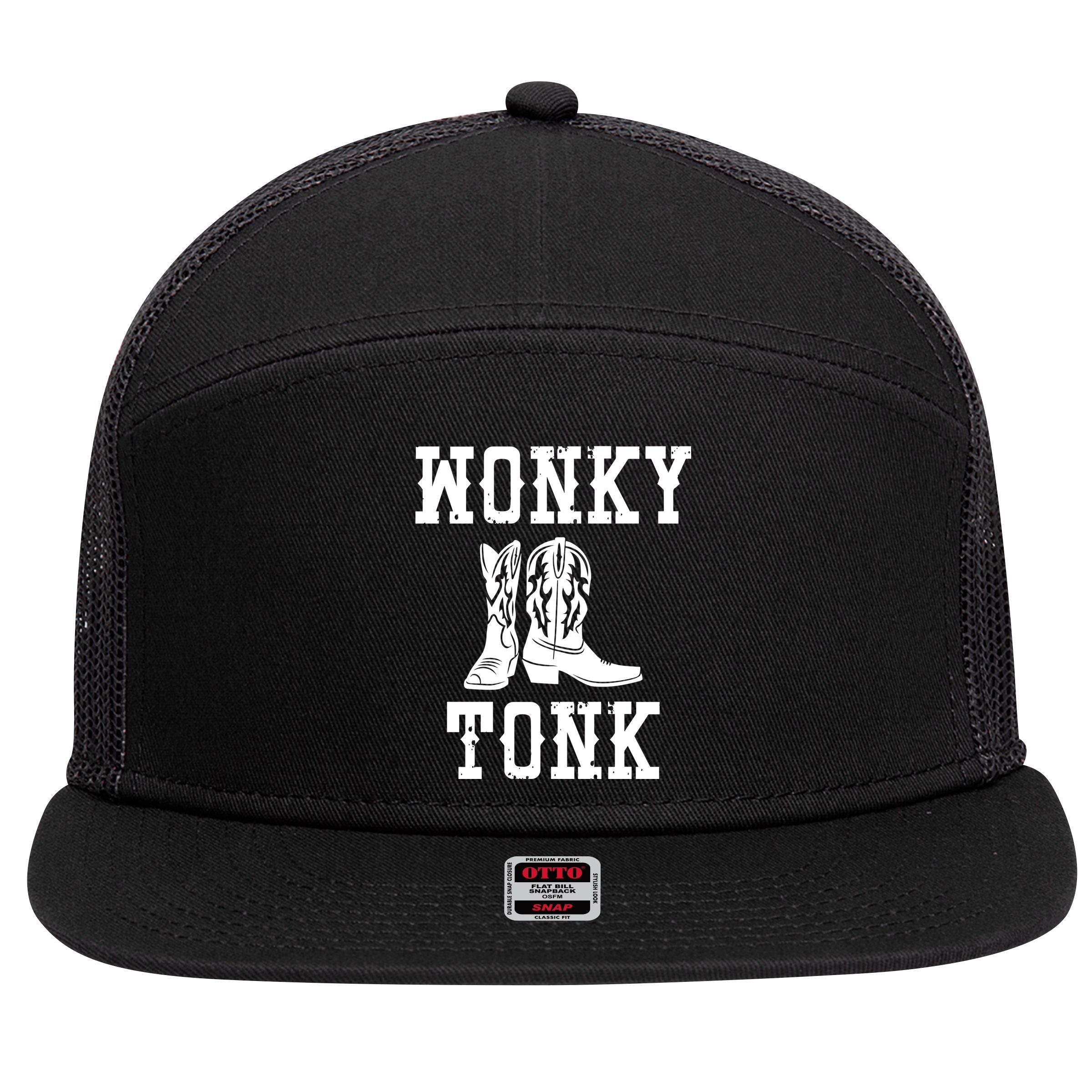Wonky Tonk Cowboy Boots 7 Panel Mesh Trucker Snapback Hat