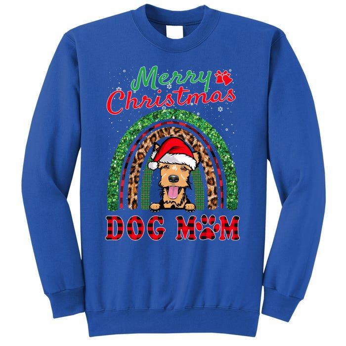 Welsh Terrier Christmas Santa Hat Dog Mom Boho Rainbow Xmas Great Gift Tall Sweatshirt