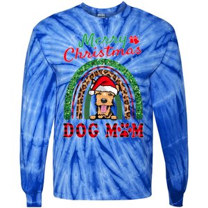 Welsh Terrier Christmas Santa Hat Dog Mom Boho Rainbow Xmas Great Gift Tie-Dye Long Sleeve Shirt