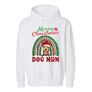 Welsh Terrier Christmas Santa Hat Dog Mom Boho Rainbow Xmas Great Gift Garment-Dyed Fleece Hoodie