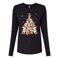 Wolfs Tree Christmas Sweater Xmas Pet Animal Wolf Lover Gift Long Sleeve Womens Cotton Relaxed Long Sleeve T-Shirt