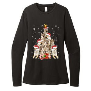 Wolfs Tree Christmas Sweater Xmas Pet Animal Wolf Lover Gift Long Sleeve Womens CVC Long Sleeve Shirt