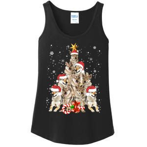 Wolfs Tree Christmas Sweater Xmas Pet Animal Wolf Lover Gift Long Sleeve Ladies Essential Tank