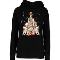 Wolfs Tree Christmas Sweater Xmas Pet Animal Wolf Lover Gift Long Sleeve Womens Funnel Neck Pullover Hood