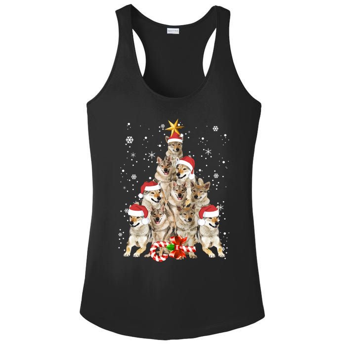 Wolfs Tree Christmas Sweater Xmas Pet Animal Wolf Lover Gift Long Sleeve Ladies PosiCharge Competitor Racerback Tank