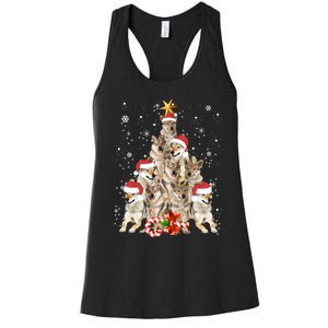 Wolfs Tree Christmas Sweater Xmas Pet Animal Wolf Lover Gift Long Sleeve Women's Racerback Tank