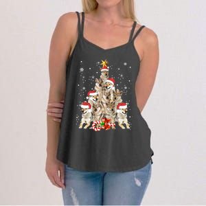 Wolfs Tree Christmas Sweater Xmas Pet Animal Wolf Lover Gift Long Sleeve Women's Strappy Tank