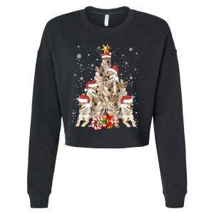 Wolfs Tree Christmas Sweater Xmas Pet Animal Wolf Lover Gift Long Sleeve Cropped Pullover Crew