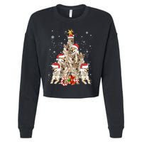 Wolfs Tree Christmas Sweater Xmas Pet Animal Wolf Lover Gift Long Sleeve Cropped Pullover Crew