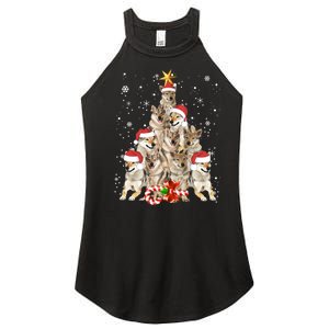 Wolfs Tree Christmas Sweater Xmas Pet Animal Wolf Lover Gift Long Sleeve Women's Perfect Tri Rocker Tank