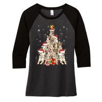 Wolfs Tree Christmas Sweater Xmas Pet Animal Wolf Lover Gift Long Sleeve Women's Tri-Blend 3/4-Sleeve Raglan Shirt