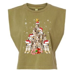 Wolfs Tree Christmas Sweater Xmas Pet Animal Wolf Lover Gift Long Sleeve Garment-Dyed Women's Muscle Tee