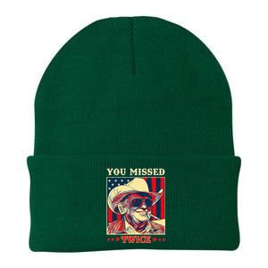 Western Trump Cow You Missed Twice Knit Cap Winter Beanie