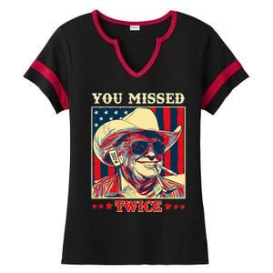 Western Trump Cow You Missed Twice Ladies Halftime Notch Neck Tee