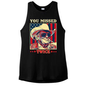 Western Trump Cow You Missed Twice Ladies PosiCharge Tri-Blend Wicking Tank