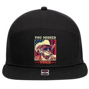 Western Trump Cow You Missed Twice 7 Panel Mesh Trucker Snapback Hat