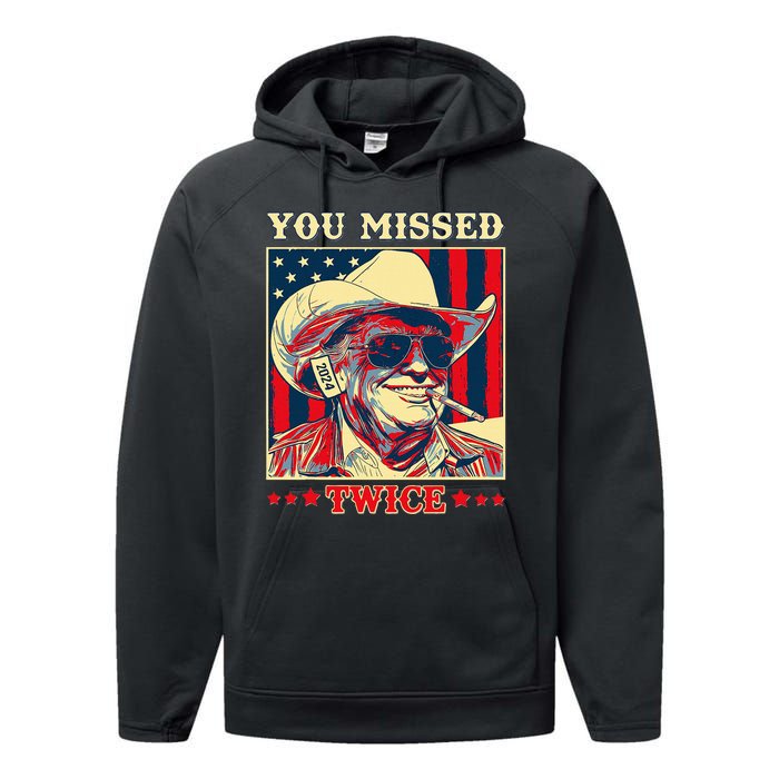 Western Trump Cow You Missed Twice Performance Fleece Hoodie