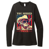 Western Trump Cow You Missed Twice Womens CVC Long Sleeve Shirt