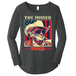 Western Trump Cow You Missed Twice Women's Perfect Tri Tunic Long Sleeve Shirt