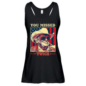 Western Trump Cow You Missed Twice Ladies Essential Flowy Tank