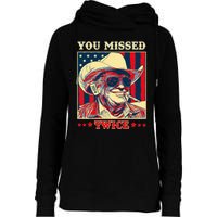 Western Trump Cow You Missed Twice Womens Funnel Neck Pullover Hood