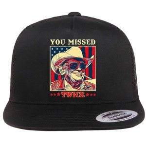 Western Trump Cow You Missed Twice Flat Bill Trucker Hat