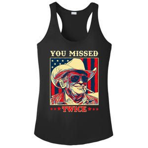 Western Trump Cow You Missed Twice Ladies PosiCharge Competitor Racerback Tank