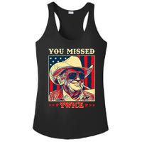 Western Trump Cow You Missed Twice Ladies PosiCharge Competitor Racerback Tank