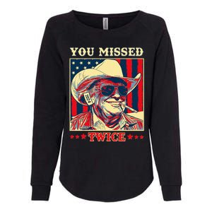 Western Trump Cow You Missed Twice Womens California Wash Sweatshirt