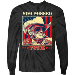 Western Trump Cow You Missed Twice Tie-Dye Long Sleeve Shirt