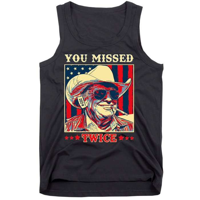 Western Trump Cow You Missed Twice Tank Top