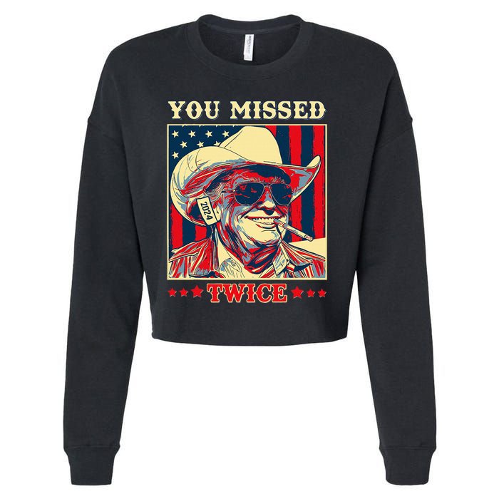 Western Trump Cow You Missed Twice Cropped Pullover Crew